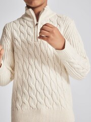 Reiss Dewi Junior Cable Knit Cashmere Blend Zip Up Jumper - Image 3 of 6