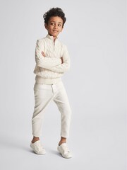 Reiss Dewi Junior Cable Knit Cashmere Blend Zip Up Jumper - Image 4 of 6