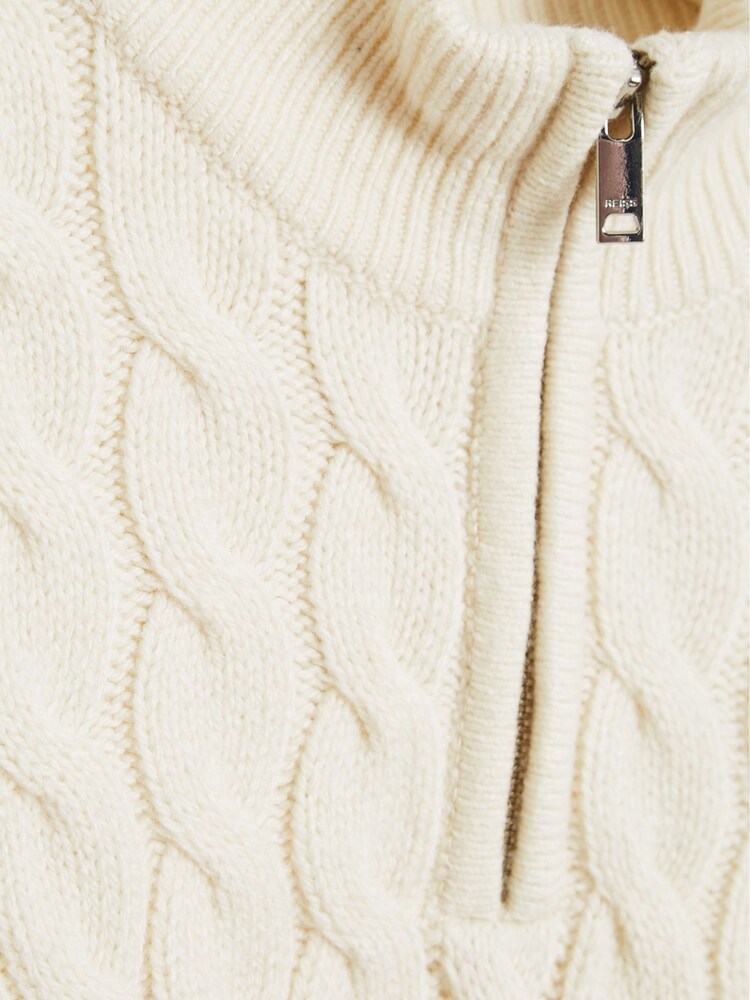 Reiss Dewi Junior Cable Knit Cashmere Blend Zip Up Jumper - Image 6 of 6