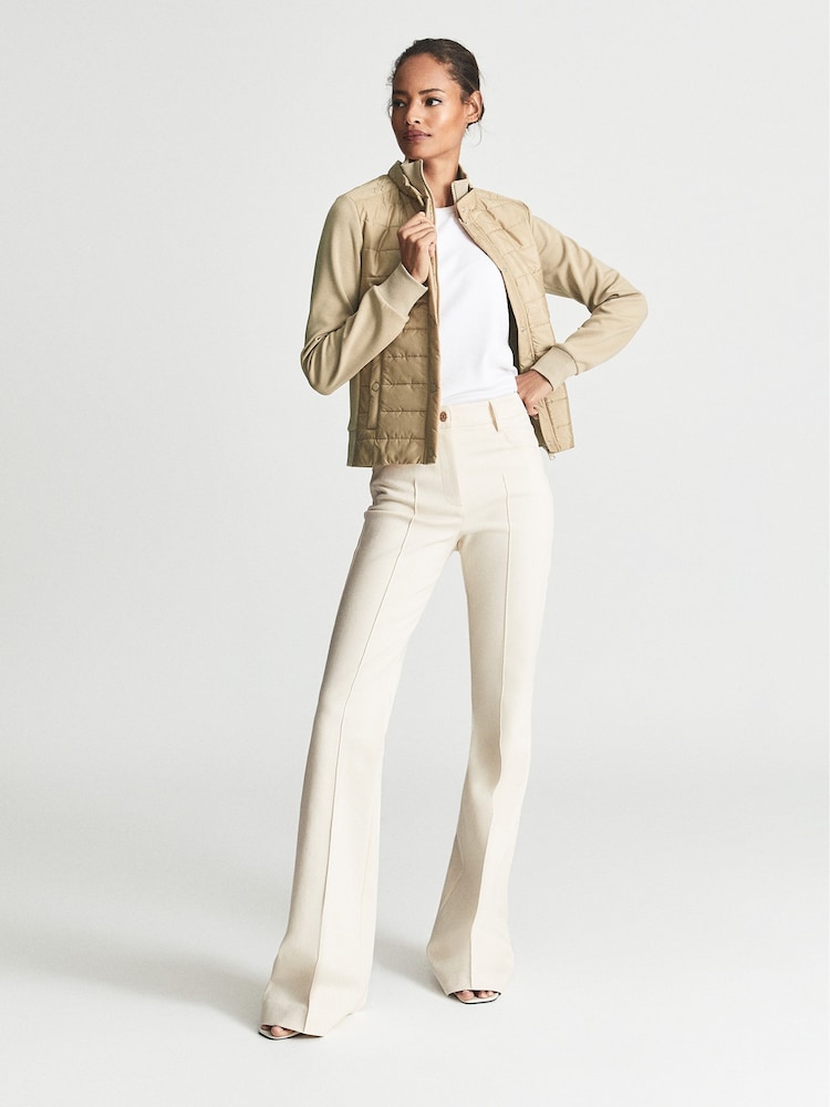 Reiss Neutral Jada Jersey Hybrid Jacket - Image 1 of 5
