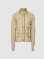 Reiss Neutral Jada Jersey Hybrid Jacket - Image 2 of 5