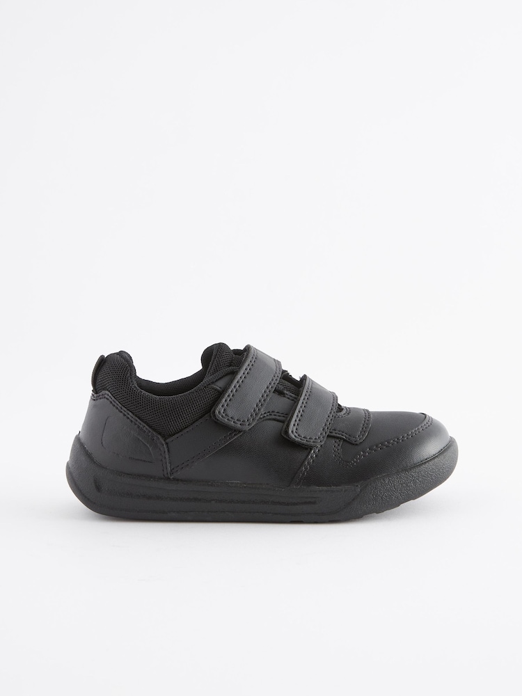 Black Strap Touch Fasten Wide Fit (G) Double Strap Touch Fastening School Trainers - Image 4 of 10