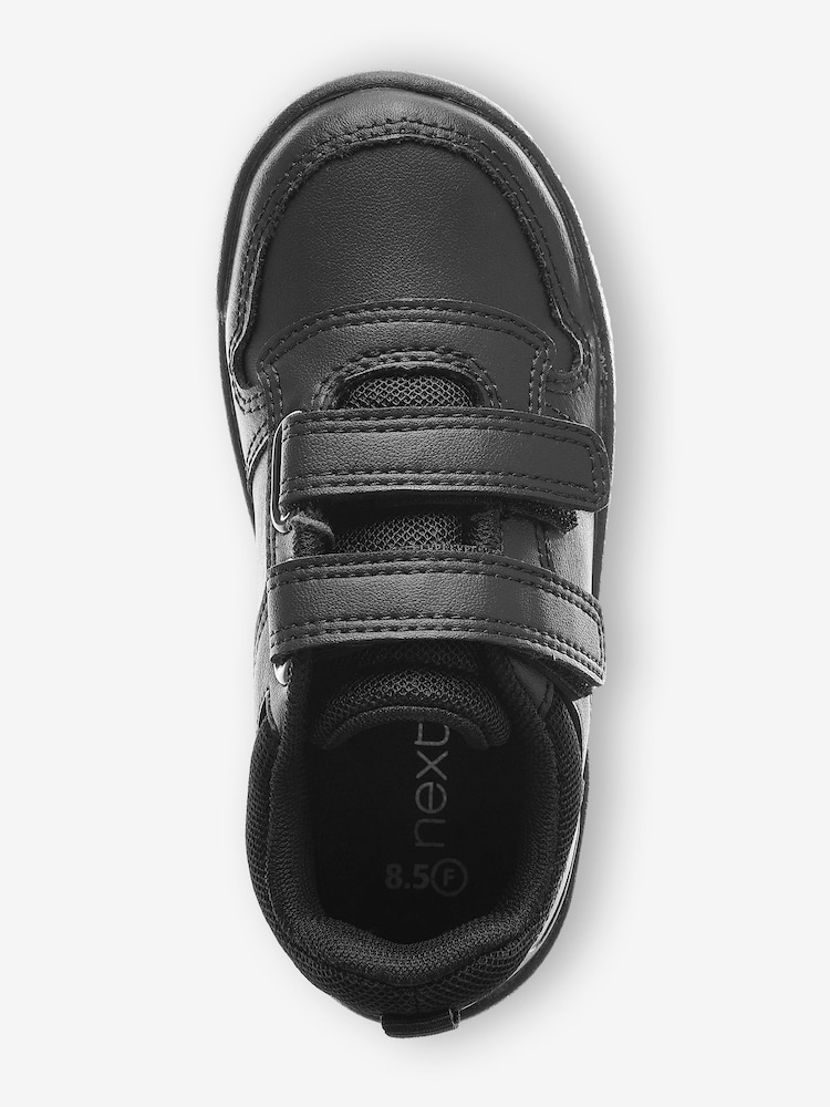 Black Strap Touch Fasten Wide Fit (G) Double Strap Touch Fastening School Trainers - Image 6 of 10
