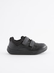 Black Strap Touch Fasten Extra Wide Fit (H) Double Strap Touch Fastening School Trainers - Image 3 of 6
