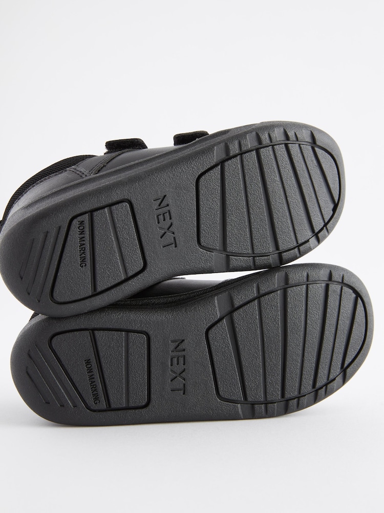 Black Strap Touch Fasten Extra Wide Fit (H) Double Strap Touch Fastening School Trainers - Image 6 of 6