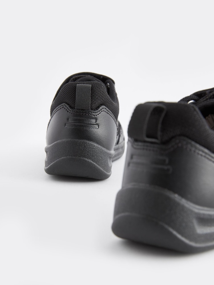 Black Wide Fit (G) Elastic Lace School Trainers - Image 6 of 6
