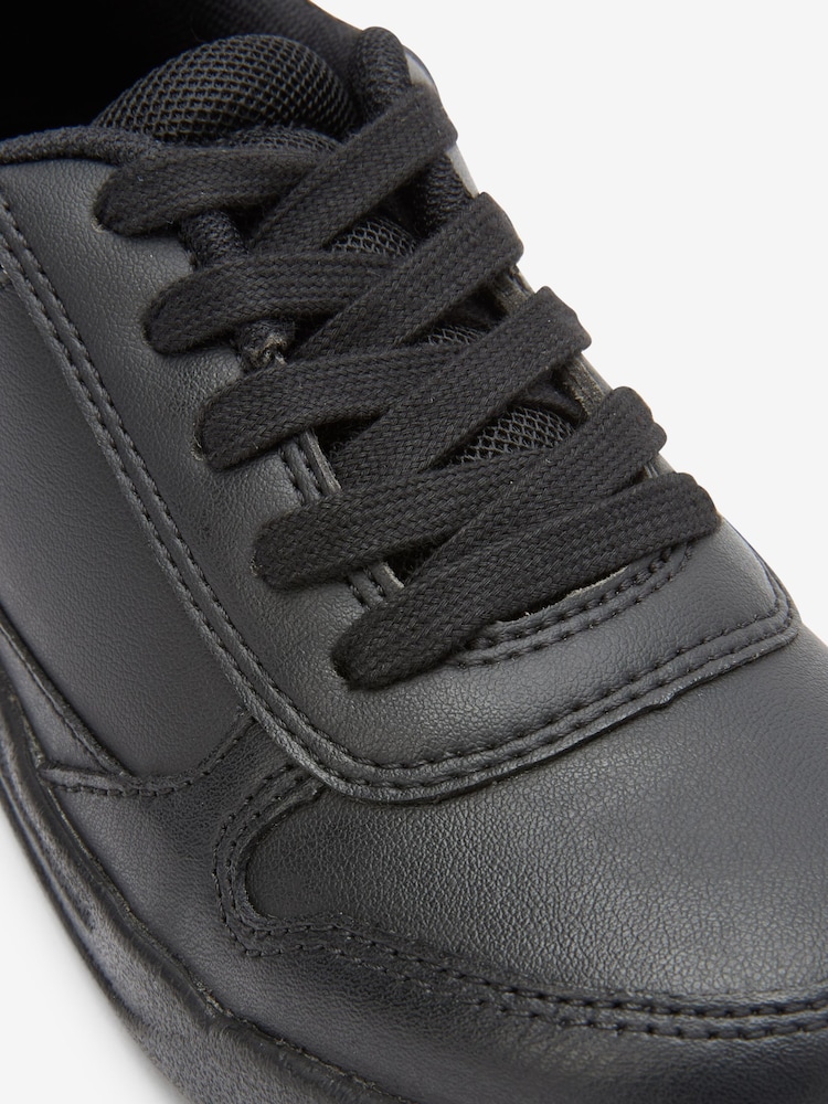 Black Wide Fit (G) Lace-Up School Trainers - Image 10 of 10