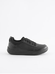 Black Wide Fit (G) Lace-Up School Trainers - Image 2 of 10
