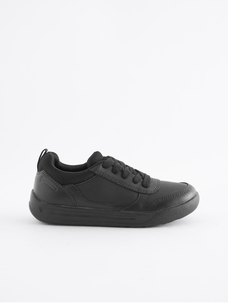 Black Wide Fit (G) Lace-Up School Trainers - Image 2 of 10