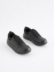 Black Wide Fit (G) Lace-Up School Trainers - Image 4 of 10