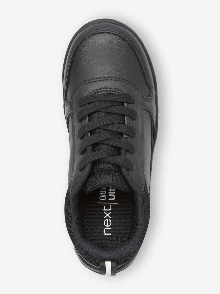 Black Wide Fit (G) Lace-Up School Trainers - Image 5 of 10
