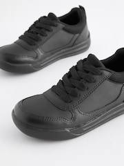 Black Wide Fit (G) Lace-Up School Trainers - Image 7 of 10
