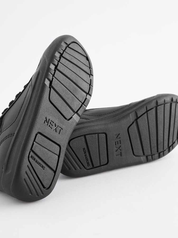 Black Wide Fit (G) Lace-Up School Trainers - Image 8 of 10