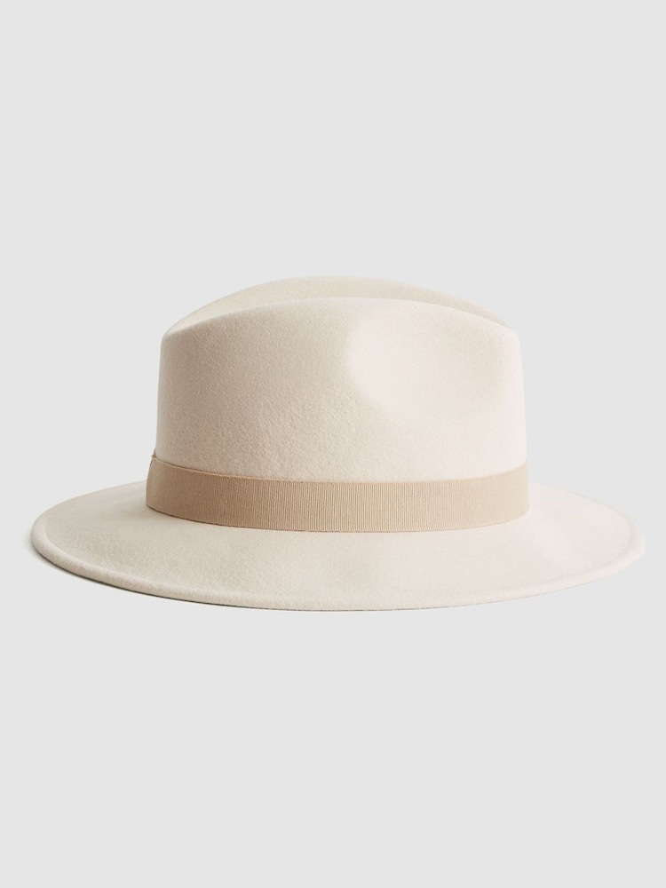 Reiss Ivory Wool Fedora Hat - Image 2 of 5