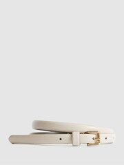 Reiss Off White Molly Mini Leather Belt - Image 1 of 4