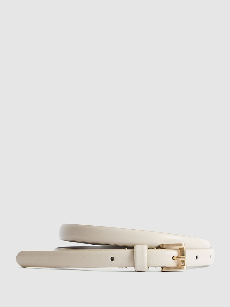 Reiss Off White Molly Mini Leather Belt - Image 1 of 4