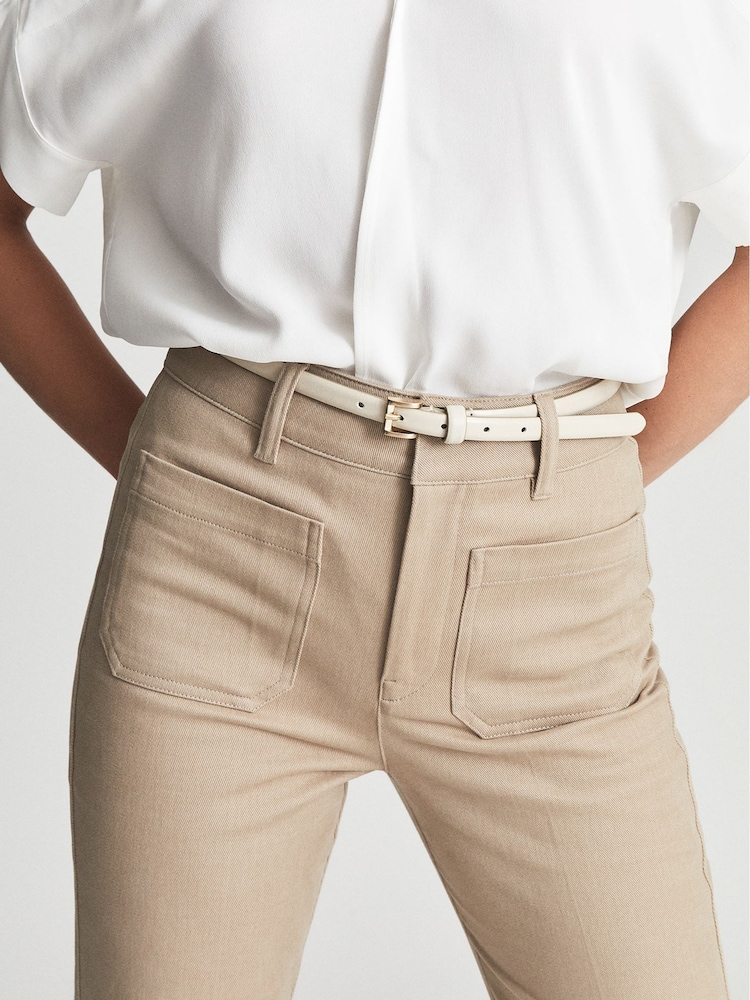 Reiss Off White Molly Mini Leather Belt - Image 4 of 4