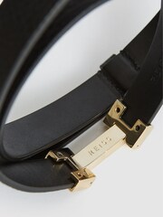 Reiss Black Hayley Leather Square Hinge Belt - Image 2 of 2
