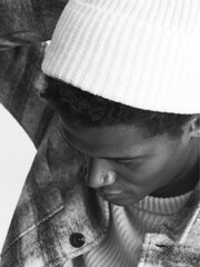 Reiss Ecru Ace Rib Knitted Lambswool Beanie - Image 3 of 3