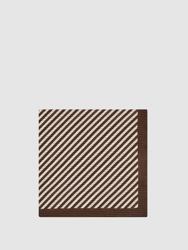 Reiss Brown Arles Striped Seersucker Pocket Square - Image 1 of 2