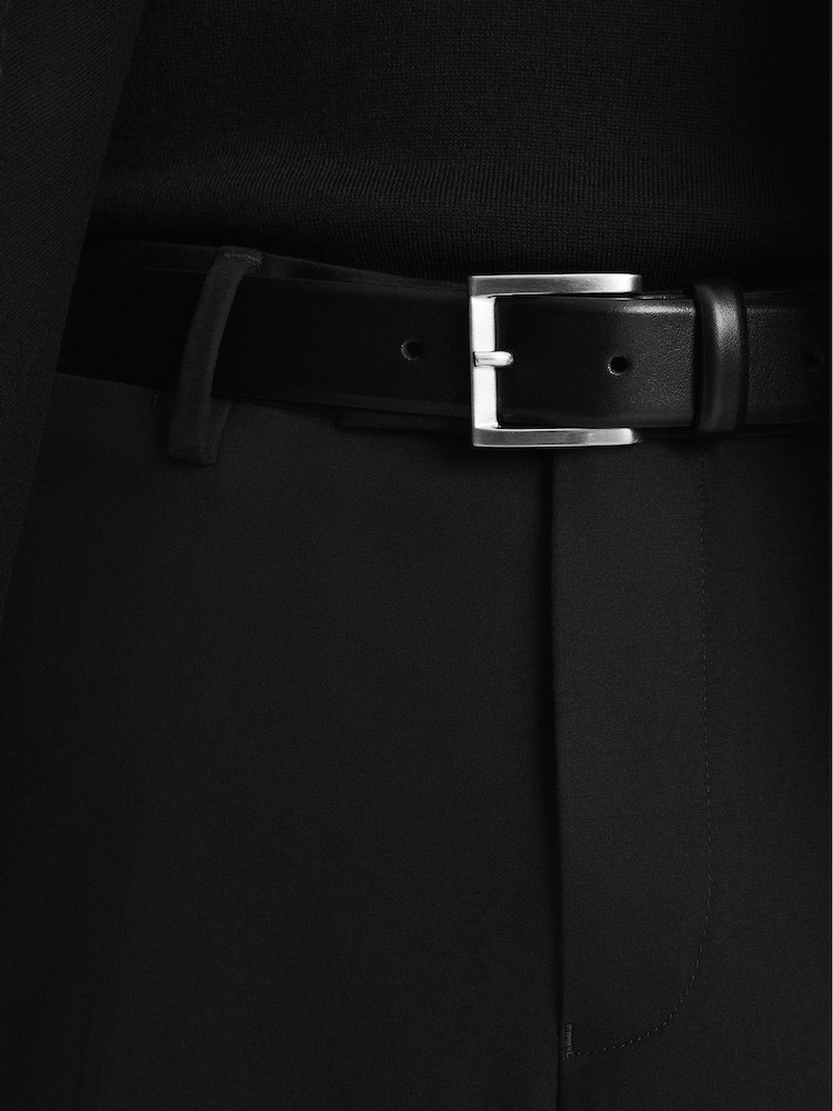 Reiss Black Albany Leather Belt - Image 1 of 4