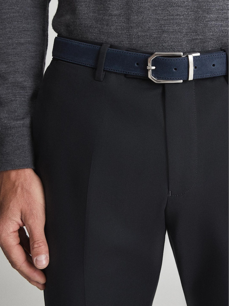 Reiss Navy Aldwych Reversible Leather & Suede Belt - Image 2 of 6