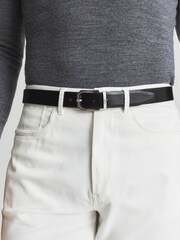 Reiss Navy Aldwych Reversible Leather & Suede Belt - Image 6 of 6