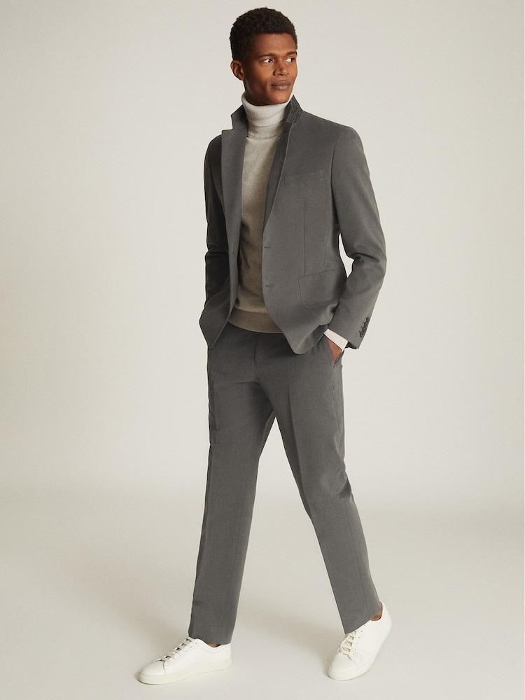 Reiss Charcoal Monument Moleskin Tailored Trousers - Image 1 of 5