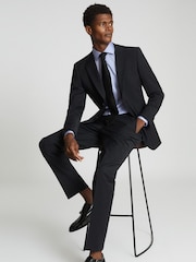 Reiss Black Modern Fit Travel Trousers - Image 1 of 4