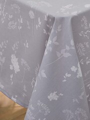 Catherine Lansfield Grey Meadowsweet Floral Print 100% Cotton Table Cloth - Image 1 of 2