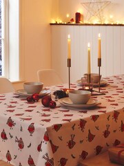 Catherine Lansfield Red Christmas Robins 100% Cotton Table Cloth - Image 1 of 2
