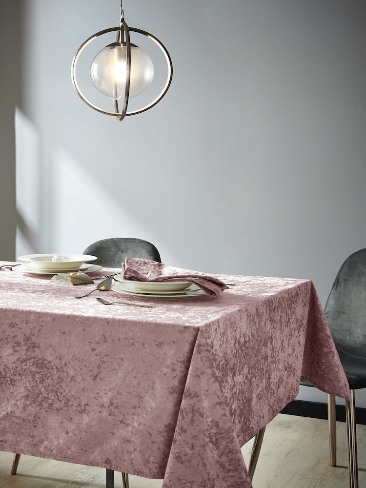 Catherine Lansfield Blush Pink Crushed Velvet Table Cloth - Image 1 of 2