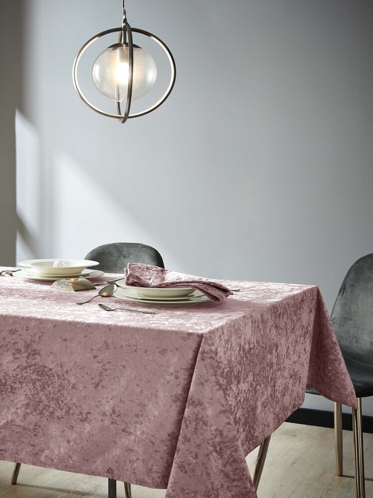 Catherine Lansfield Blush Pink Crushed Velvet Table Cloth - Image 1 of 2 Catherine Lansfield Blush Pink Crushed Velvet Table Cloth - Image 1 of 2