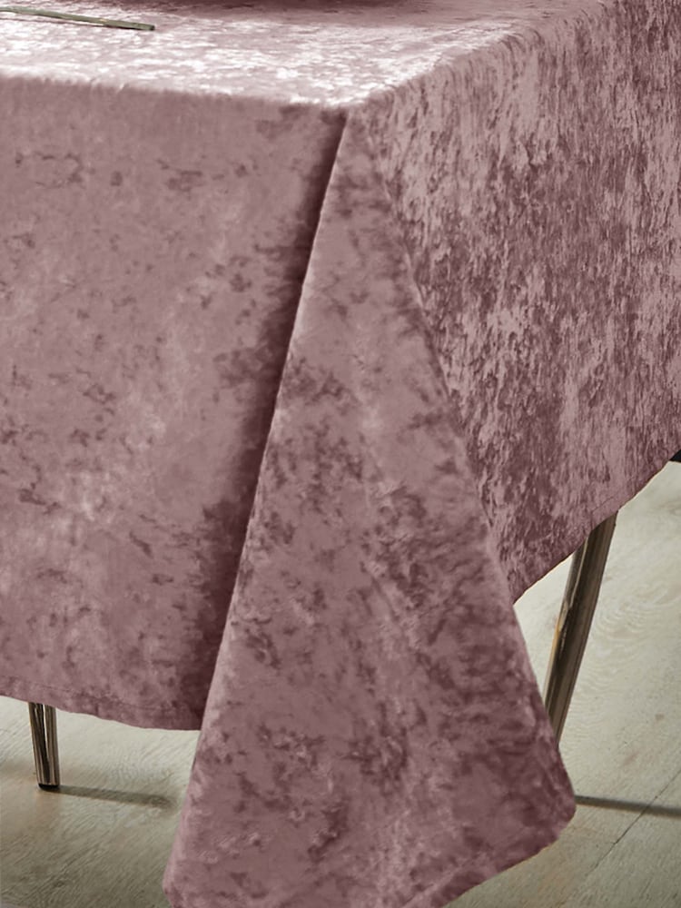 Catherine Lansfield Blush Pink Crushed Velvet Table Cloth - Image 2 of 2