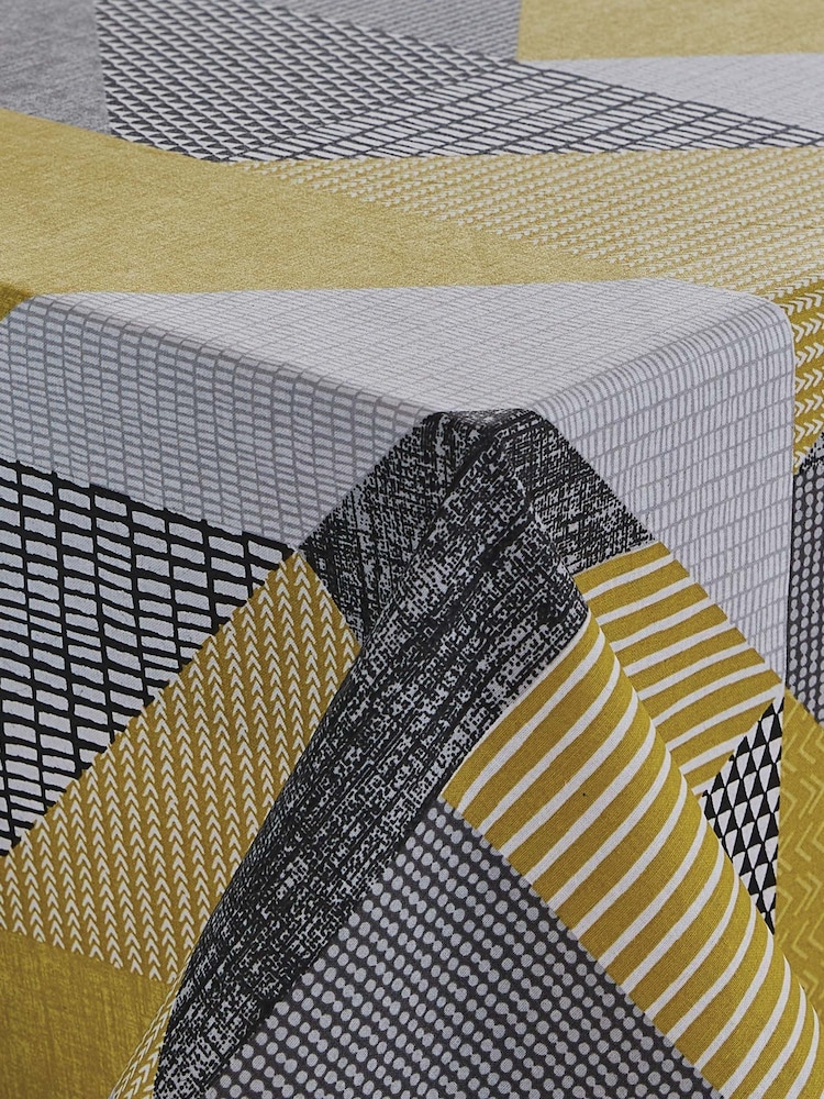 Catherine Lansfield Ochre Yellow Larsson Geo 100% Cotton Table Cloth - Image 2 of 2