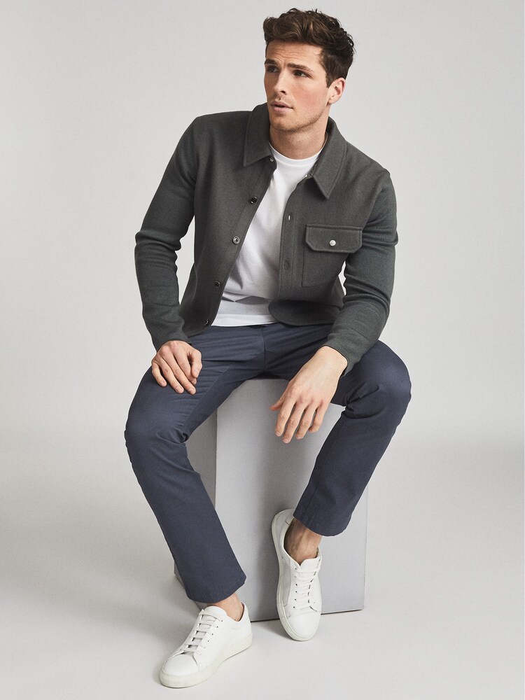 Reiss Airforce Blue Pitch Sl Washed Slim Fit Chinos - Image 1 of 5