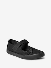 Black Wide Fit (G) Butterfly Embroidered School Plimsoll Shoes - Image 3 of 11