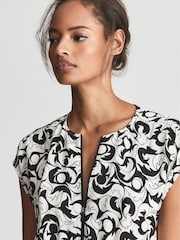 Reiss Black/White Marie Graphic Printed Mini Dress - Image 4 of 7