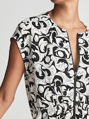 Reiss Black/White Marie Graphic Printed Mini Dress - Image 6 of 7