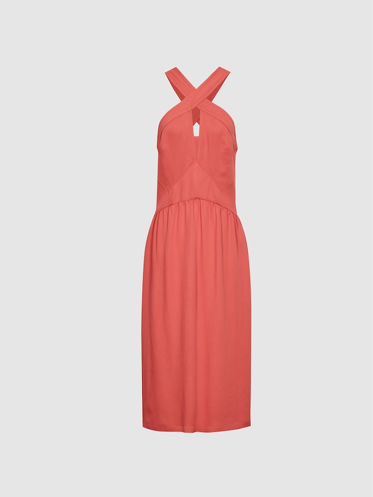 Reiss Coral Orla Halterneck Midi Dress - Image 2 of 5