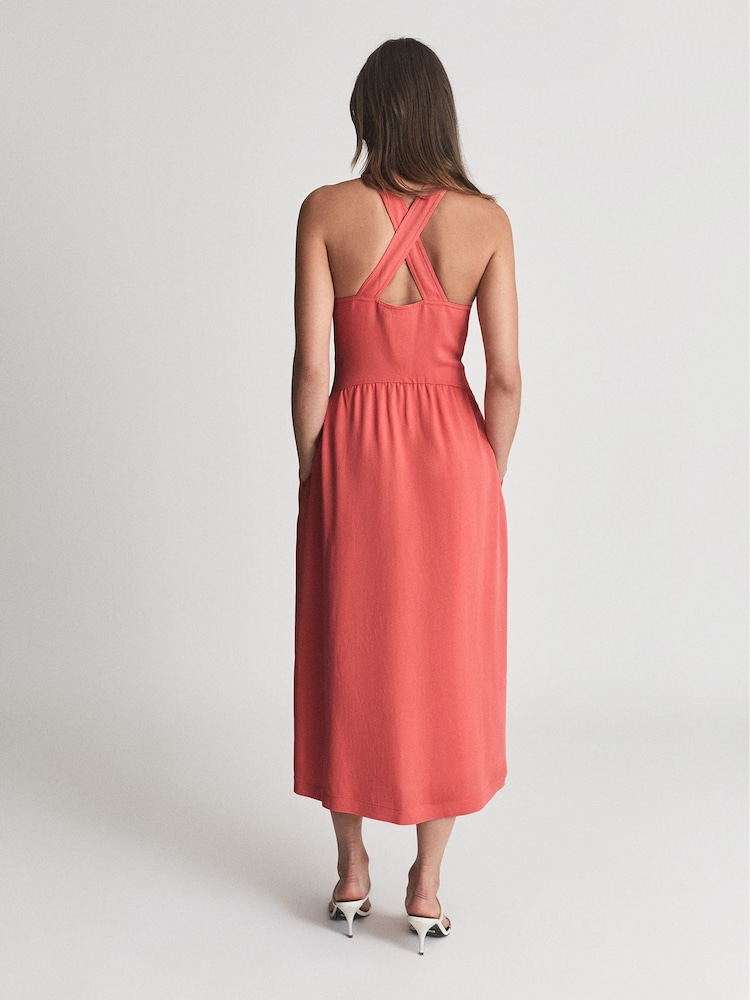 Reiss Coral Orla Halterneck Midi Dress - Image 5 of 5