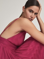 Reiss Pink Marie Striped Midi Dress - Image 4 of 6