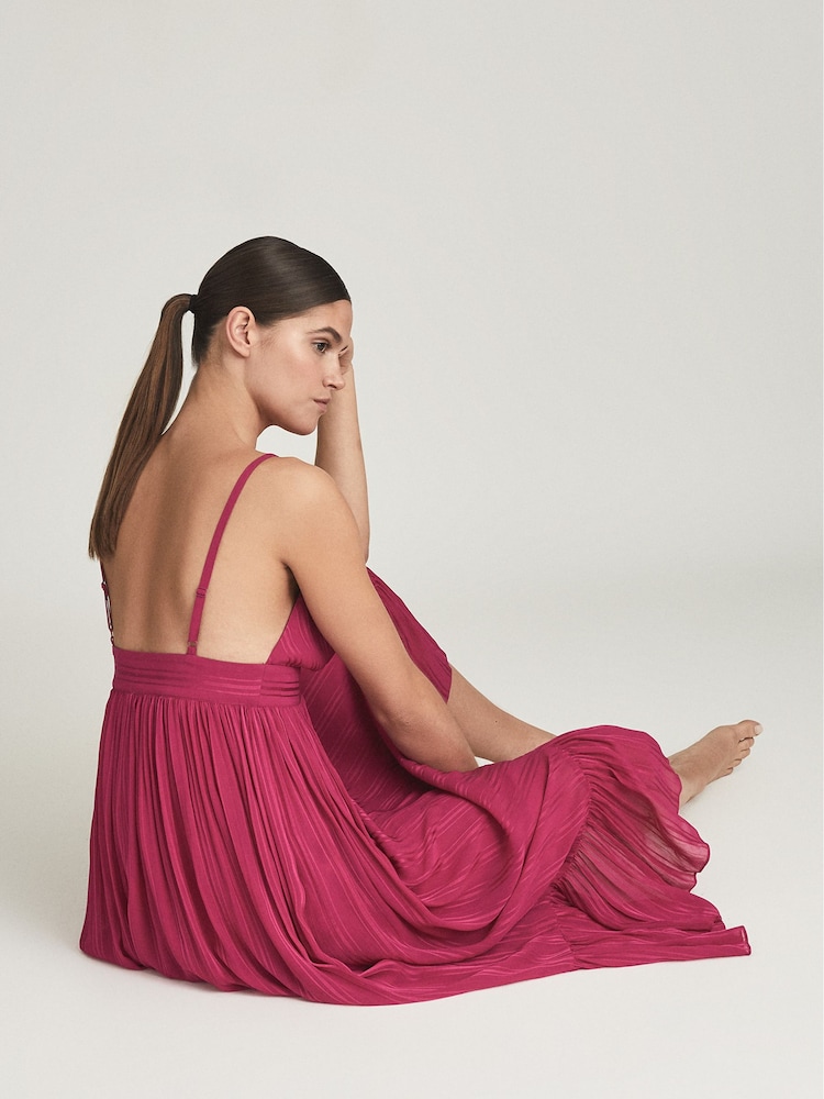 Reiss Pink Marie Striped Midi Dress - Image 6 of 6