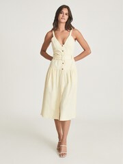 Reiss Yellow Vita Button Through Midi Dress - Image 1 of 6