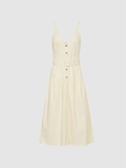Reiss Yellow Vita Button Through Midi Dress - Image 2 of 6