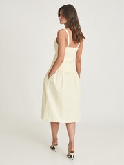 Reiss Yellow Vita Button Through Midi Dress - Image 5 of 6