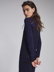 Reiss Navy Elsie Textured Knitted Mini Dress - Image 5 of 6