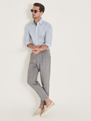Reiss Blue Cotton Stretch Poplin Slim Fit Shirt - Image 1 of 6