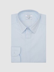Reiss Blue Cotton Stretch Poplin Slim Fit Shirt - Image 2 of 6