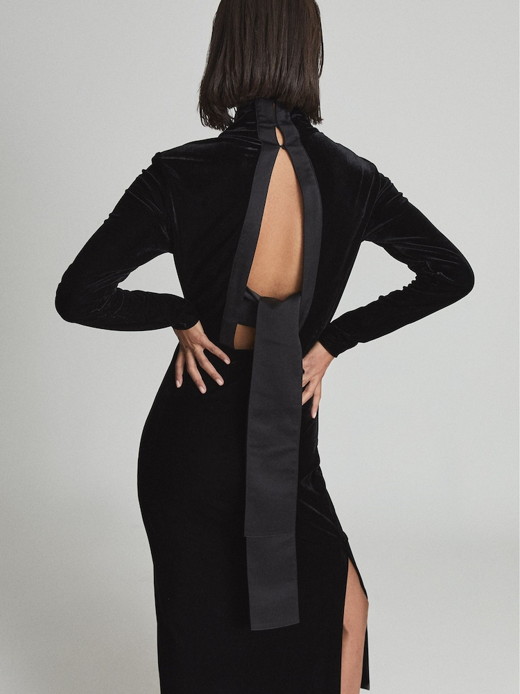 Reiss Martha High Neck Velvet Dress - Image 5 of 5